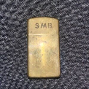 1992 Vintage Zippo Slim Lighter - Solid Brass for repair marked SMB
